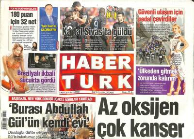 Haber Türk Gazetesi 9 Mart 2015 - Kartal Sivasta Güldü - Beştepede İkinci Kabine Toplantısı GZ109775 - 1