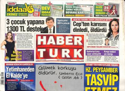 Haber Türk Gazetesi 9 Ocak 2015 - Diyanetten Paris Katliamı Yorumu HZ. Peygamber Tasvip Etmez GZ106357 - 1