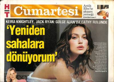 Haber Türk Gazetesi Cumartesi Eki 1 Şubat 2014 - Keira Knightley,Jack RyanGölge Ajanda Cathy Rolünde GZ105980 - 1
