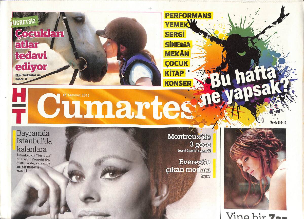 Haber Türk Gazetesi Cumartesi Eki 18 Temmuz 2015 - Sophia Loren ' Benimki Huzursuz Güzellik ' GZ135144 - 1