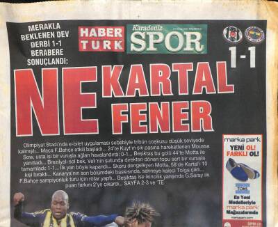 Haber Türk Gazetesi Karadeniz Spor Eki 21 Nisan 2014 - Merakla Beklenen Fenerbahçe-Beşiktaş Derbisi 1-1 Berabere Sonuçlandı GZ113240 - 1