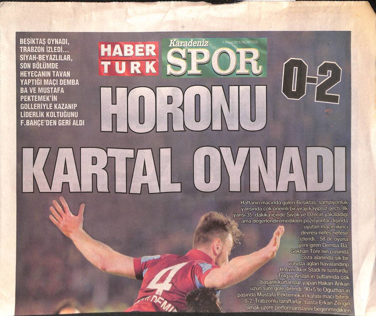 Haber Türk Gazetesi Karadeniz Spor Eki 4 Mayıs 2015 - Cardozo Sürprizi GZ134909 - 1