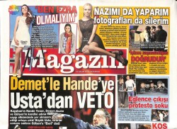 Haber Türk Gazetesi Magazin Eki 10 Kasım 2014 - Sibel Candan Vokalistine Destek - Burak Özçivit Kendini Ödüllendirdi GZ100219 - 2