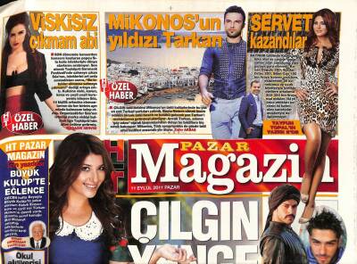 Haber Türk Gazetesi Magazin Eki 11 Eylül 2011 - Mikonosun Yıldızı Tarkan - Zarafet Kraliçesi Suna Aksu GZ92521 - 1