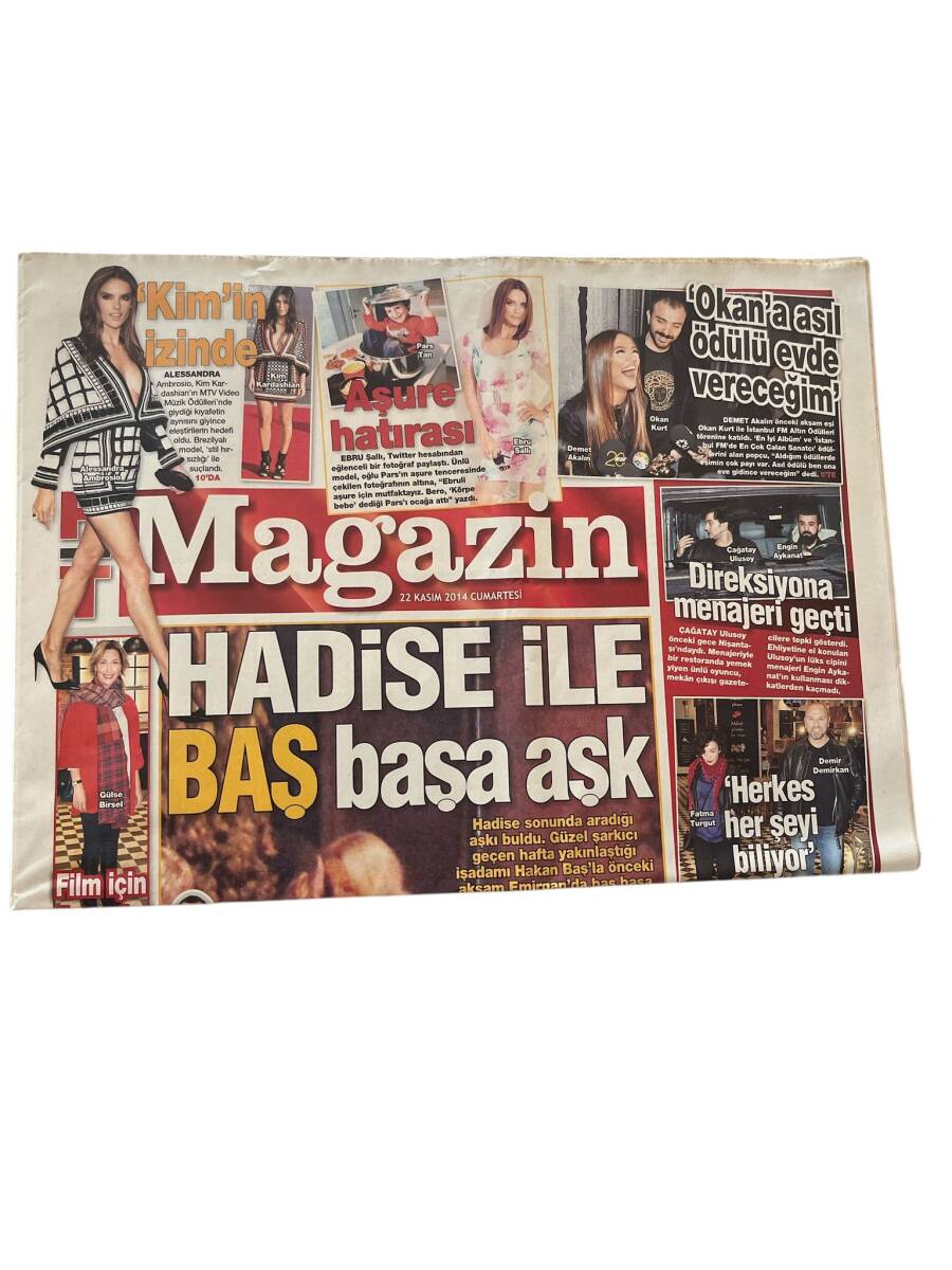 Haber Türk Gazetesi Magazin Eki 22 Kasım 2014 - Hadise, Hakan Baş İle Aşk Yaşıyor - Ehliyetine El Konulan Çağatay Ulusoy'un Arabasını Menajeri Sürüyor GZ158365 - 1
