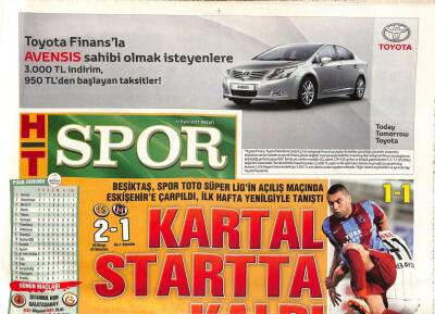 Haber Türk Gazetesi Spor Eki 11 Eylül 2011 - Beşiktaş , Spor Toto Süper Ligin Açılış Maçında Eskişehire Çarpıldı GZ92525 - 1