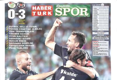 Haber Türk Gazetesi Spor Eki 16 Eylül 2013 - Beşiktaş Dört Dörtlük GZ104806 - 1