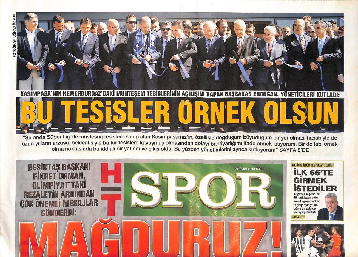 Haber Türk Gazetesi Spor Eki 24 Eylül 2013 - Aziz Yıldırım Yaz'a Kavuştu - Melo : Ben Tahrik Etmedim GZ134809 - 1