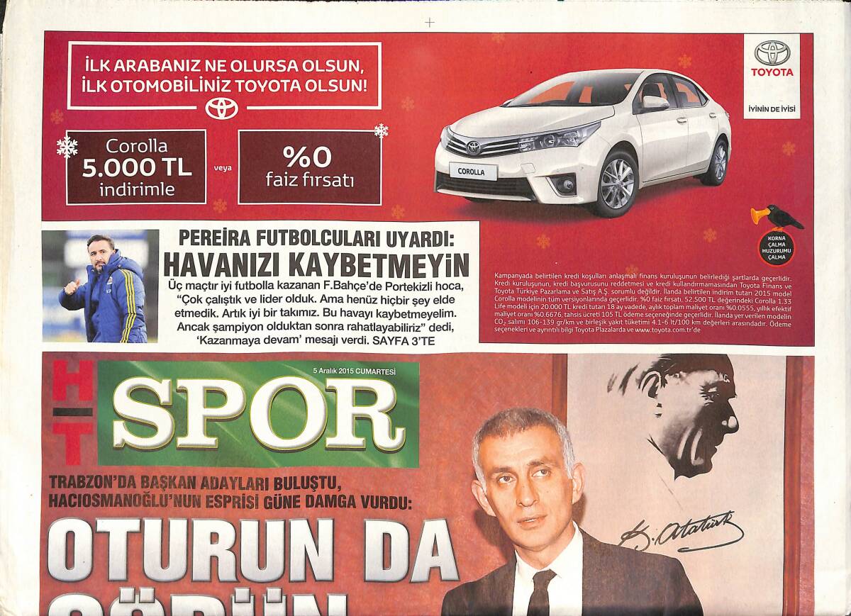 Haber Türk Gazetesi Spor Eki 5 Aralık 2015 - Pereira Futbolcuları Uyardı : Havanızı Kaybetmeyin GZ134965 - 1