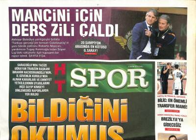 Haber Türk Gazetesi Spor Eki 8 Ekim 2013 - Mancini İçin Ders Zili Çaldı - Bilic En Önemli Transfer Mami ! GZ124973 - 1