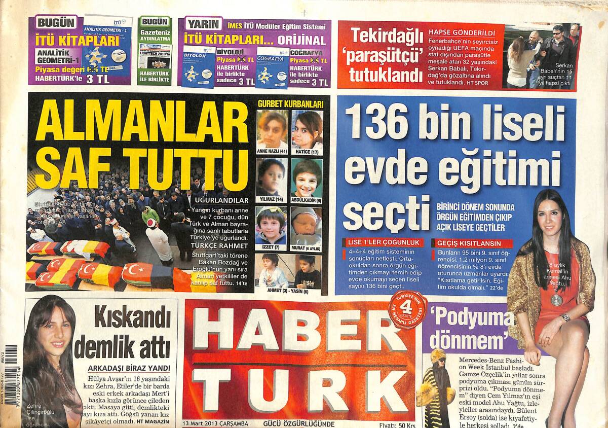 Habertürk Gazetesi 13 Mart 2013 - Atatürk Barış Ödülü Dönüyor - Kim Neresini Ne Kadara Sigortalattı GZ137305 - 1