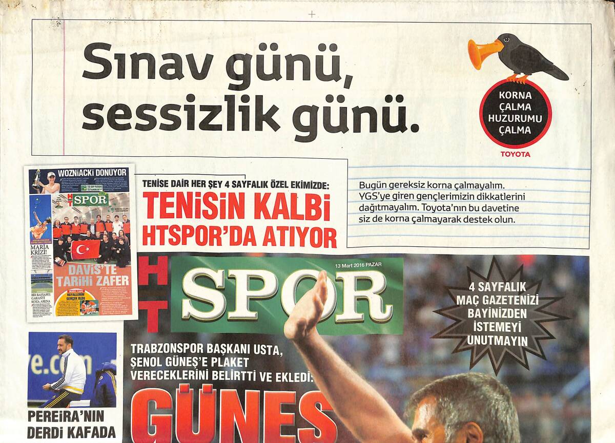 Habertürk Gazetesi 13 Mart 2016 - Şenol Güneş Bizim Efsanemiz - Sneijder Şoku - Emre Mor İçin Milli Müjde GZ135681 - 1