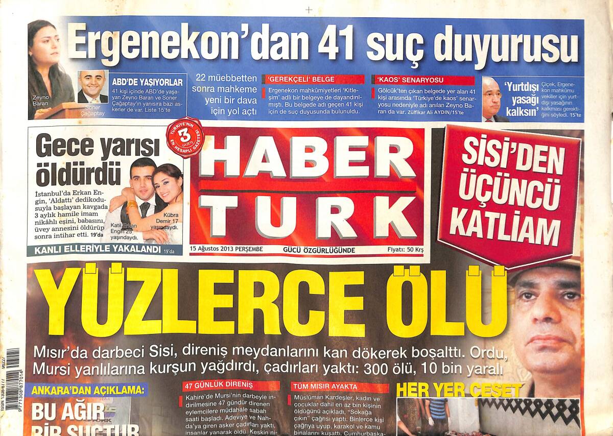 Habertürk Gazetesi 15 Ağustos 2013 - Ergenekon'dan 41 Suç Duyurusu! - Ceyda Düvenci Eski Eşine Konuşmama Cezası Aldırdı! GZ136827 - 1