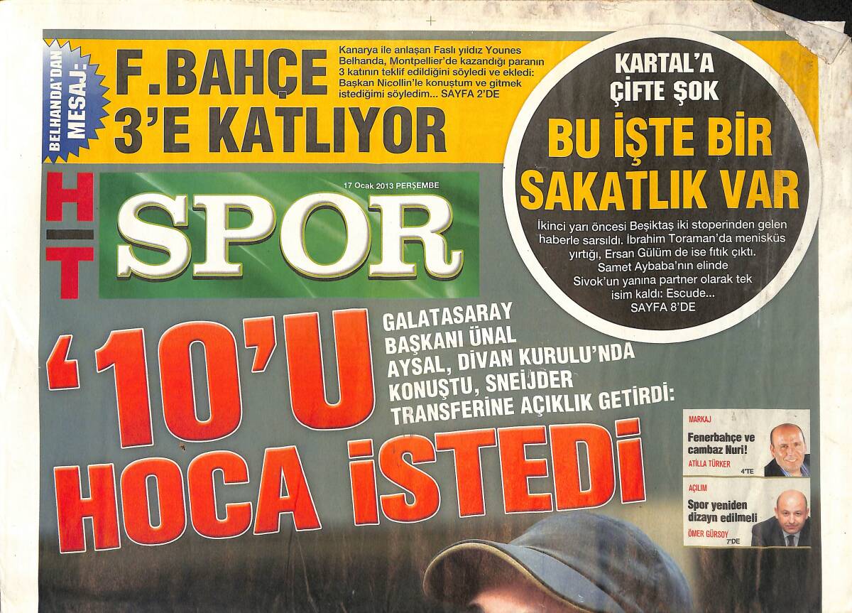 Habertürk Gazetesi 17 Ocak 2013 - Sneijder:31 Ocak'a Dek Düşüneceğim - Mourinho Ve Ronaldo Birbirine Girdi GZ135696 - 1