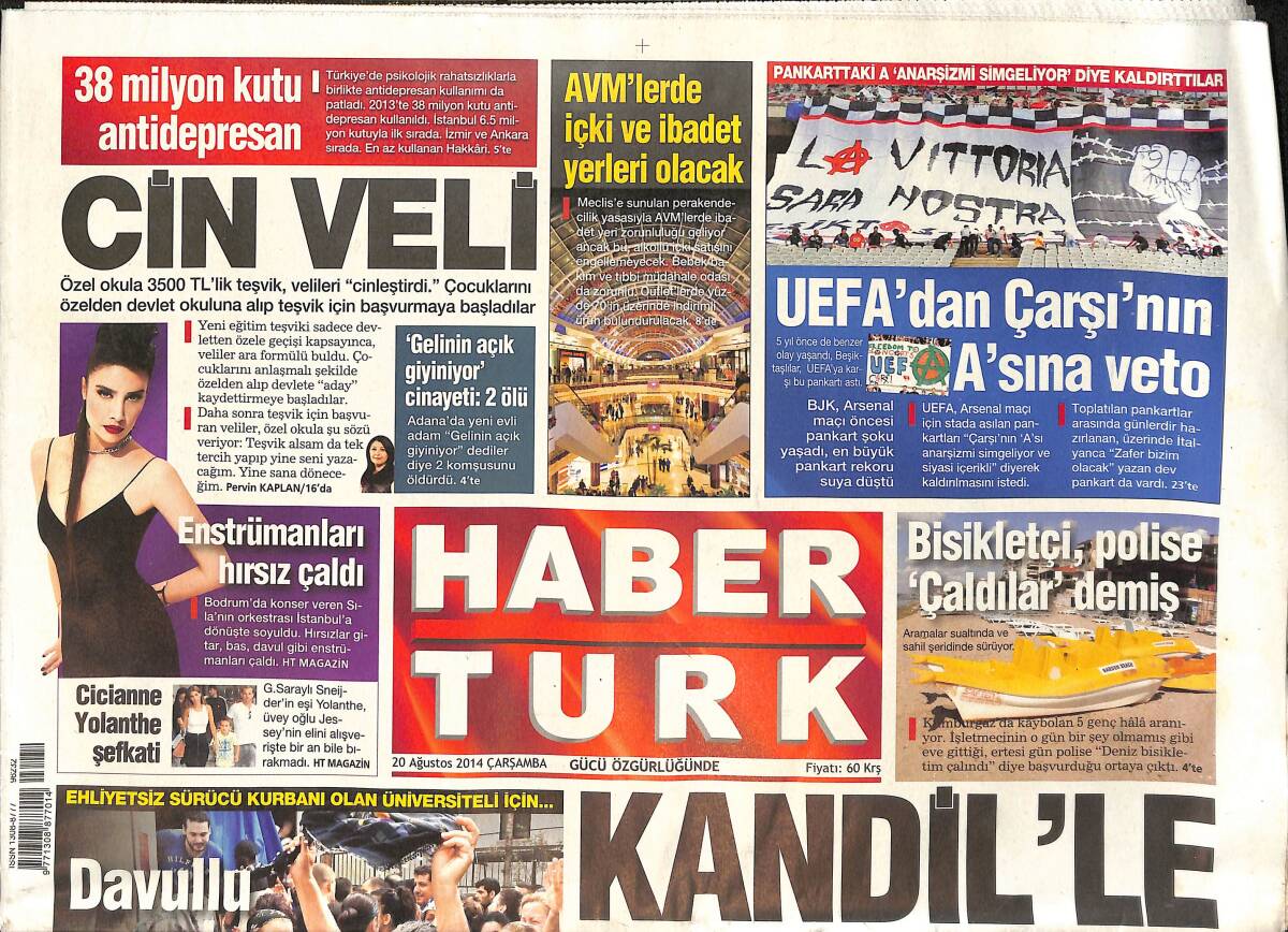 Habertürk Gazetesi 20 Ağustos 2014 - Sıla Gençoğlu'nun Enstrümanlarını Hırsız Çaldı! - Başbakan Yardımcısı Atalay, Çözümde Yeni Süreci Anlattı! GZ136972_Kopya(1) - 1