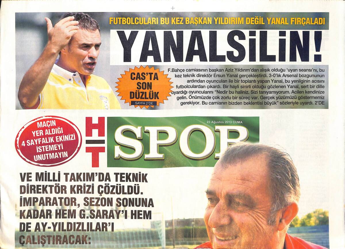 Habertürk Gazetesi 23 Ağustos 2013 - 3. Fatih Terim Dönemi - Futbolcuları Bu Kez Aziz Yıldırım Değil Ersun Yanal Fırçaladı GZ135730 - 1