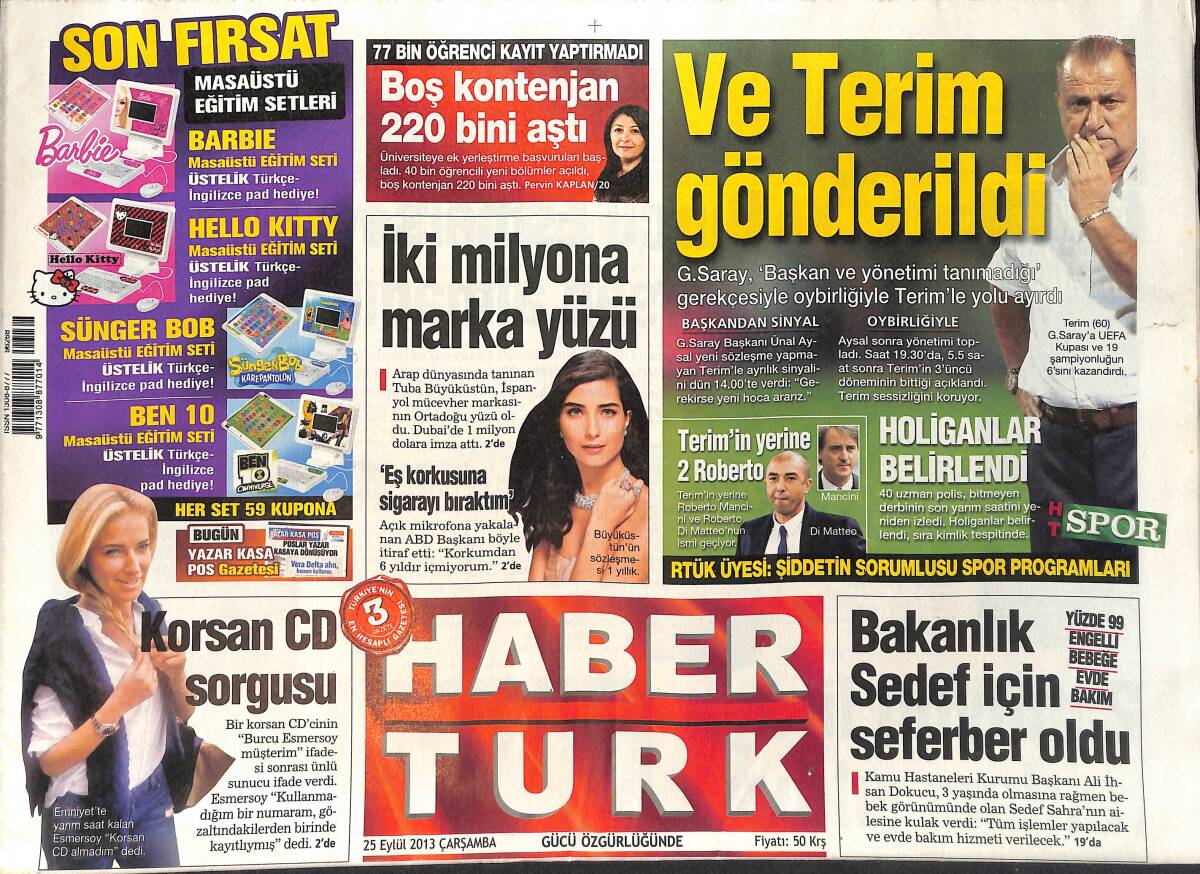 Habertürk Gazetesi 25 Eylül 2013 - Burcu Esmersoy'a Korsan CD Sorgusu - Ali İsmail Davası GZ153891 - 1