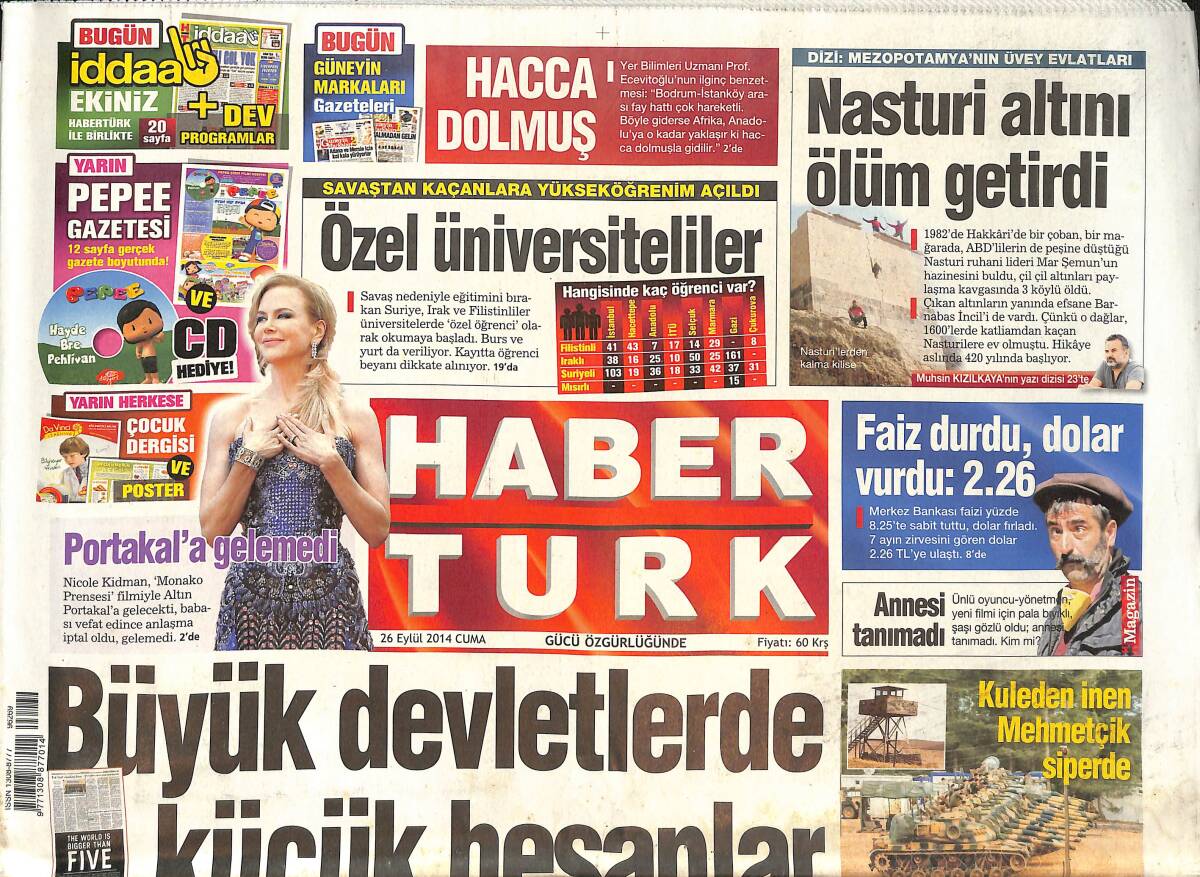 Habertürk Gazetesi 26 Eylül 2014 - Büyük Devletlerde Küçük Hesaplar! - Rıdvan Dilmen'den Göz Bağışı! GZ136969 - 1