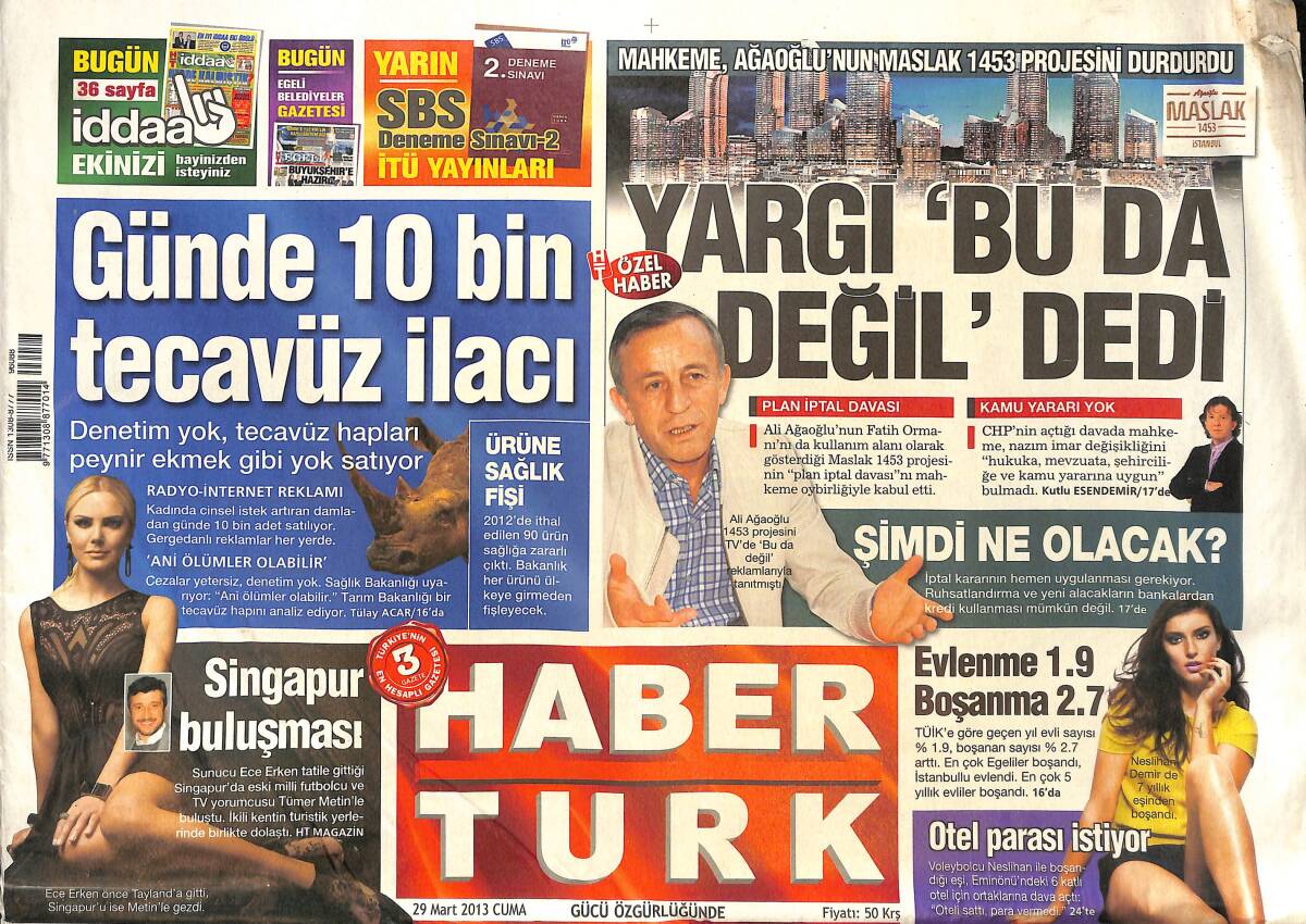 Habertürk Gazetesi 29 Mart 2013 - Ece Erken Singapur Buluşması - Cem Yılmaz Espirileriyle Emine Erdoğan Ve Bakan Fatma Şahin'i Güldürdü! GZ136970 - 1