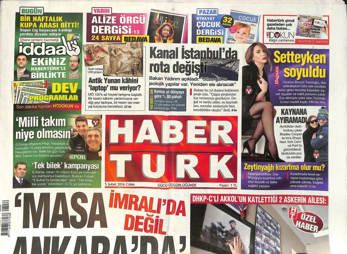 Habertürk Gazetesi 5 Şubat 2016 - Kanal İstanbul'da Rota Değişti - Esad'dan Kaçış GZ153892 - 1