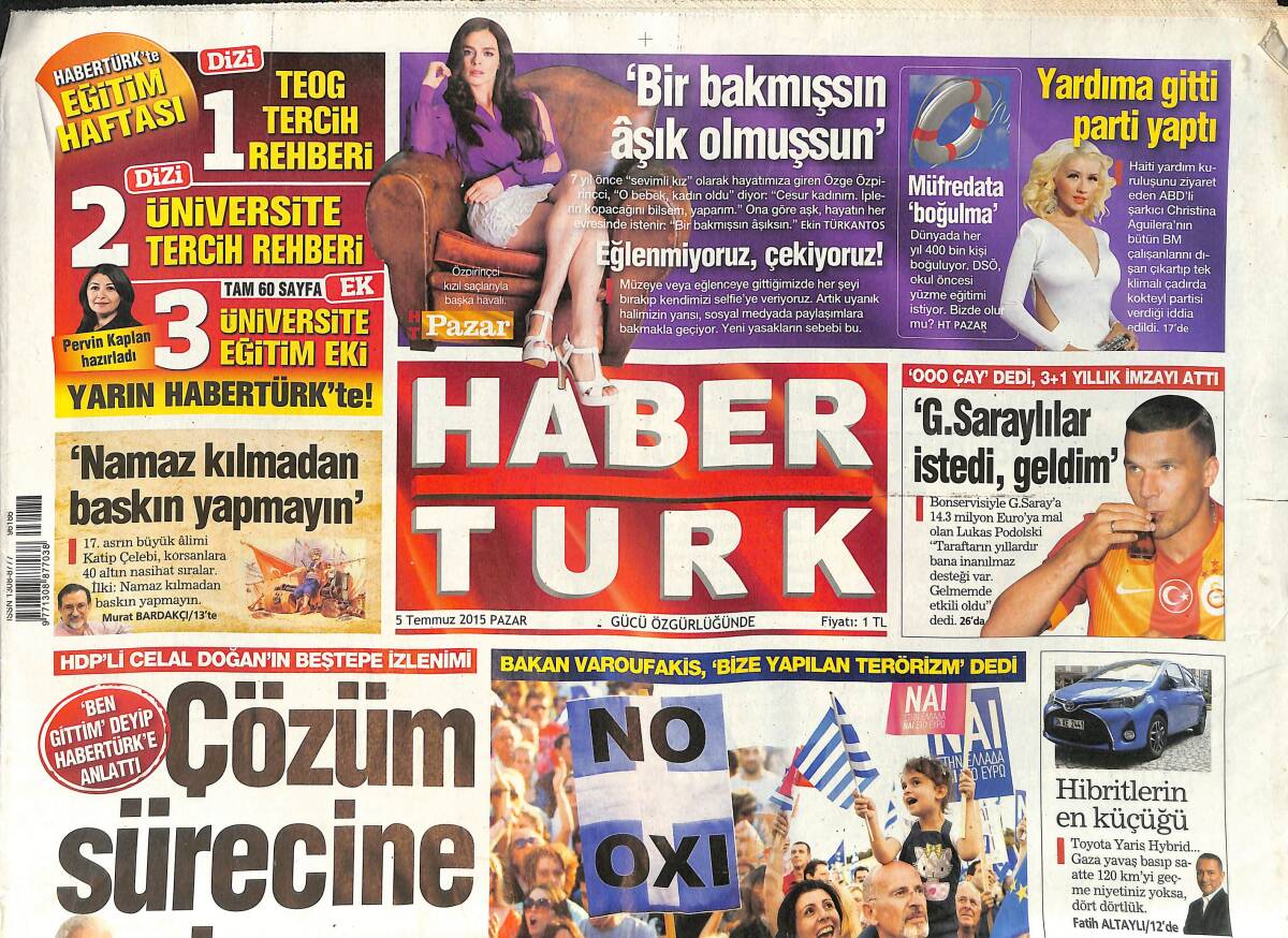 Habertürk Gazetesi 5 Temmuz 2015 - IŞİD'den İsrail'e İlk Roketli Saldırı GZ153888 - 1