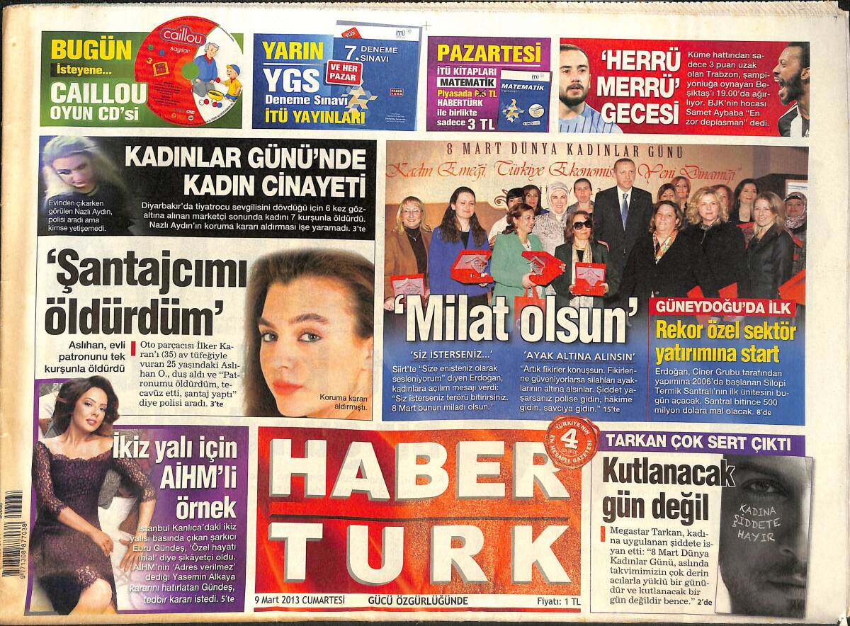 Habertürk Gazetesi 9 Mart 2013 - Malki Cinayeti 740 Milyon İçin - Tarkan 