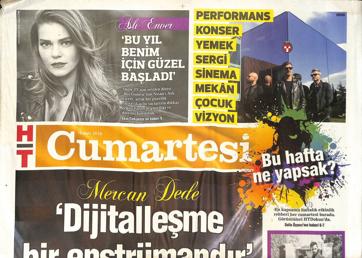 Habertürk Gazetesi Cumartesi Eki 19 Mart 2016 - Aslı Enver 'Bu Yıl Benim İçin Güzel Başladı' - Storm Large 'Hayalim Huzur Getirmek' GZ136005 - 1