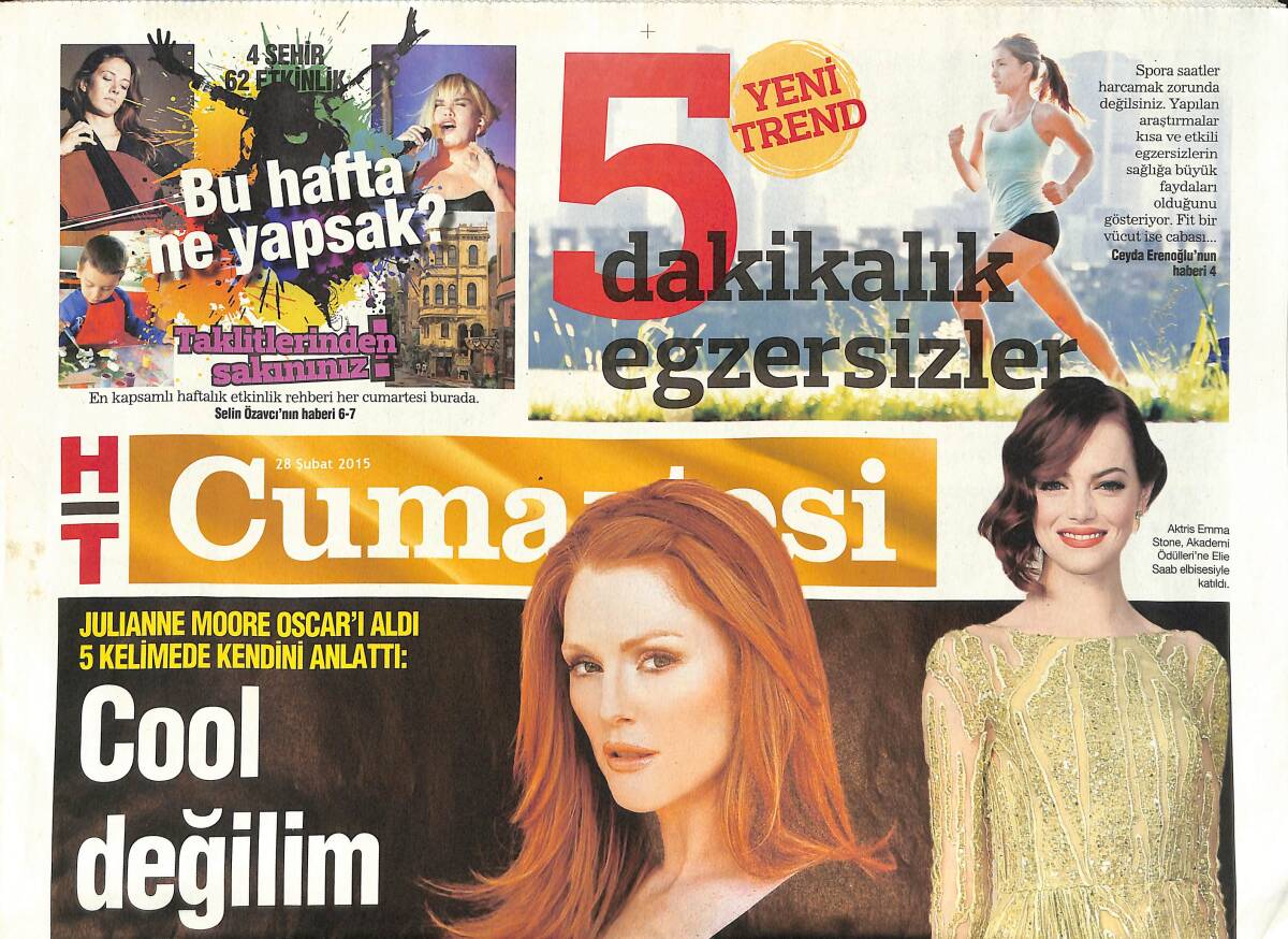 Habertürk Gazetesi Cumartesi Eki 28 Şubaat 2015 - Venedikliler İstanbul'da - Oscar'ın İz Bırakanları - Abisko: İsveç'in En Kuzey Ucu GZ136115 - 1