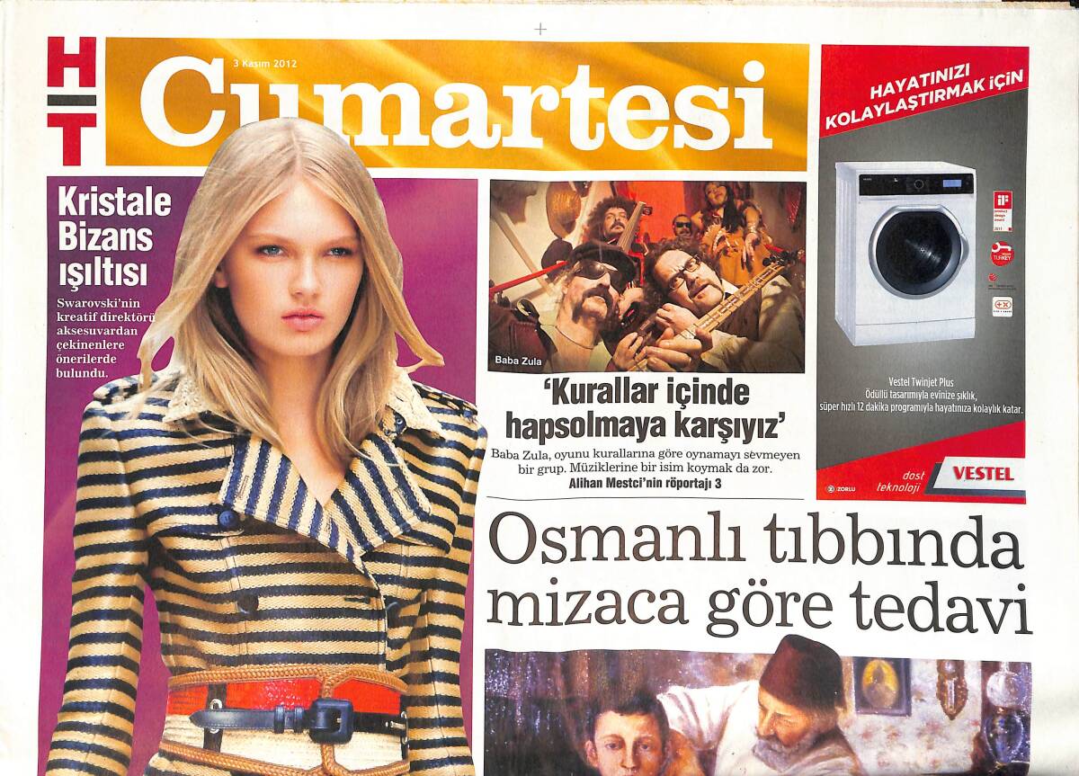 Habertürk Gazetesi Cumartesi Eki 3 Kasım 2012 - Osmanlı Tıbbında Mizaca Göre Tedavi - Osmanlı Hekimlerinin Sağlık Kuralları GZ136517 - 1