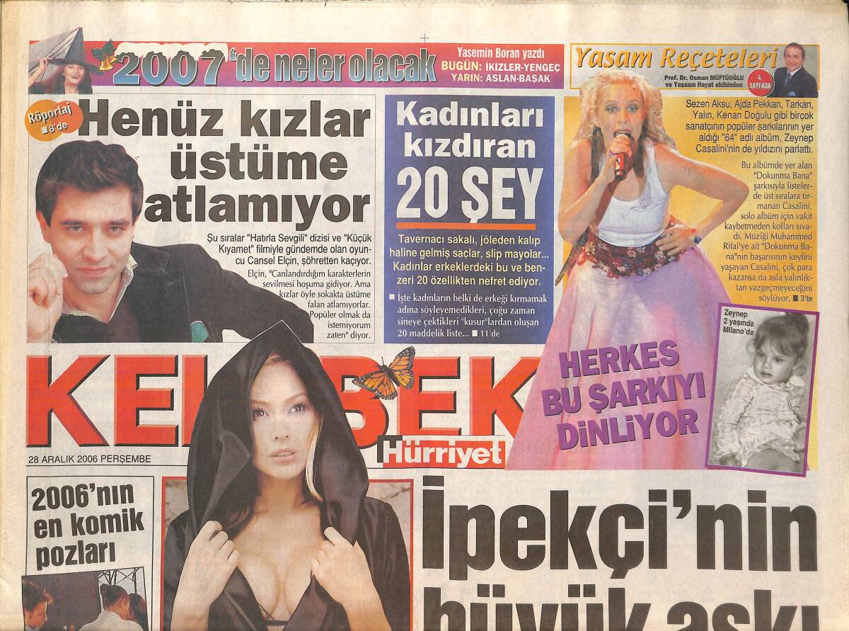 Habertürk Gazetesi Kelebek Eki 28 Aralık 2006 - Bülent Ersoy 'Fevkaladenin Fevkinde Bir Gaf! - Aylin Coşkun Aşk Yaşıyor! GZ137879 - 1