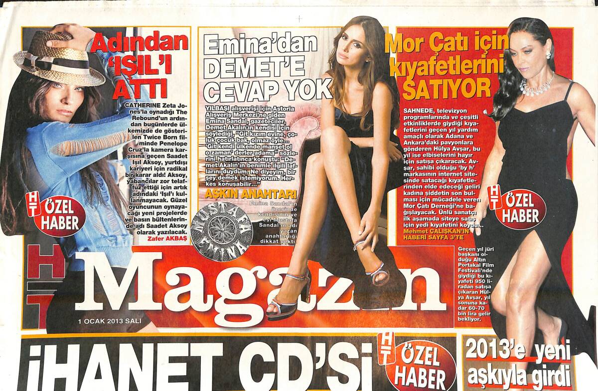 Habertürk Gazetesi Magazin Eki 1 Ocak 2013 - Hülya Avşar Mor Çatı İçin Kıyafetlerini Satıyor - Acun'dan Gençlere Yeni Yıl Hediyesi GZ138705 - 1