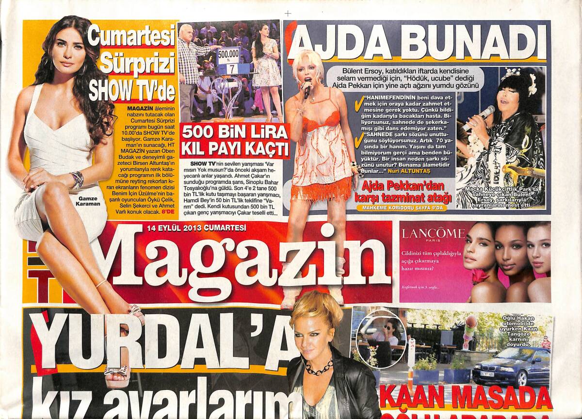 Habertürk Gazetesi Magazin Eki 14 Eylül 2013 - Ajda Pekkan Bunadı - Roma'ya Düğün Seferi GZ138542 - 1