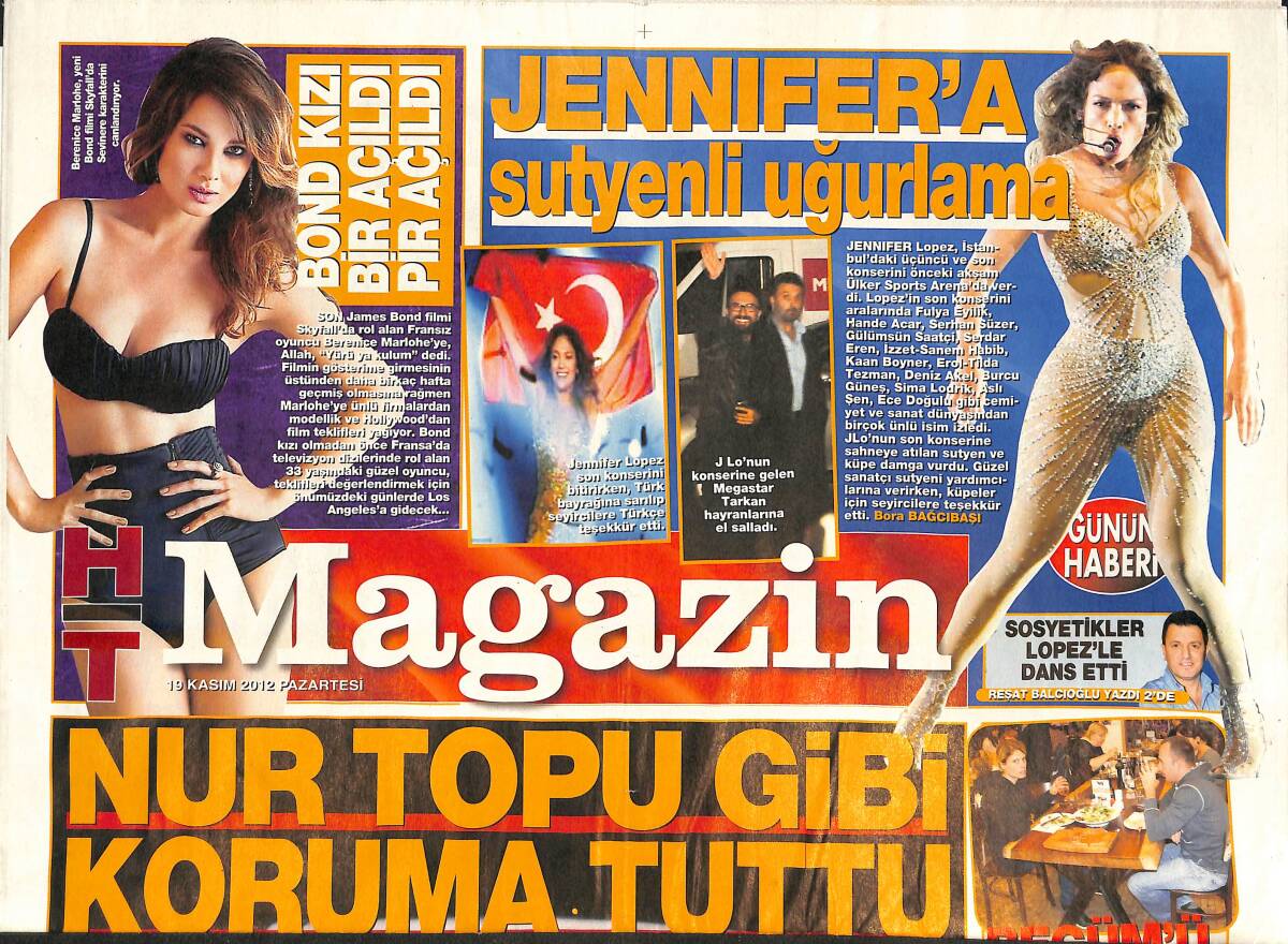 Habertürk Gazetesi Magazin Eki 19 Kasım 2012 - Jennifer Lopez'e Sutyenli Uğurlama - Necati Şaşmaz Polis Çevirmesine Takıldı GZ138508 - 1