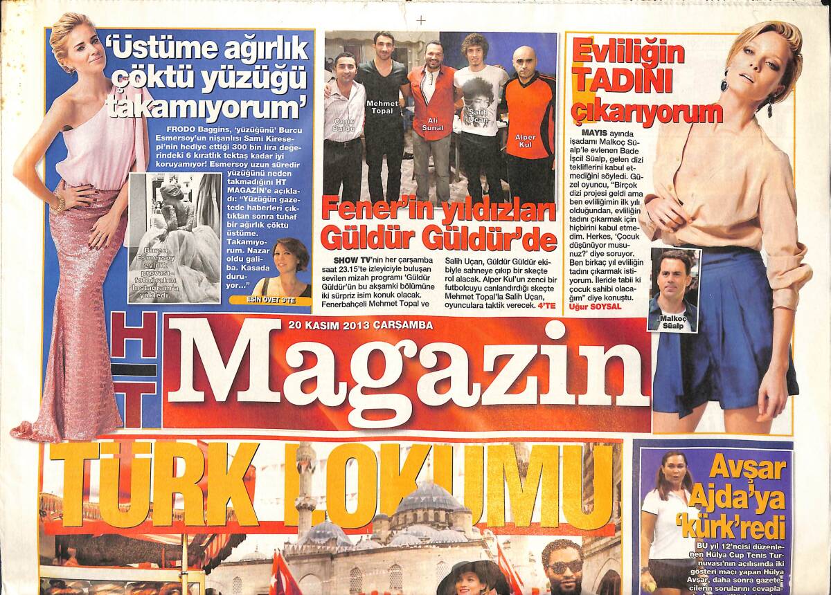 Habertürk Gazetesi Magazin Eki 20 Kasım 2013 - Burcu Esmersoy: 'Üstüme Ağırlık Çöktü Yüzüğü Takamıyorum' - Kadir İnanır 'Manas' Okuyor GZ135870 - 1