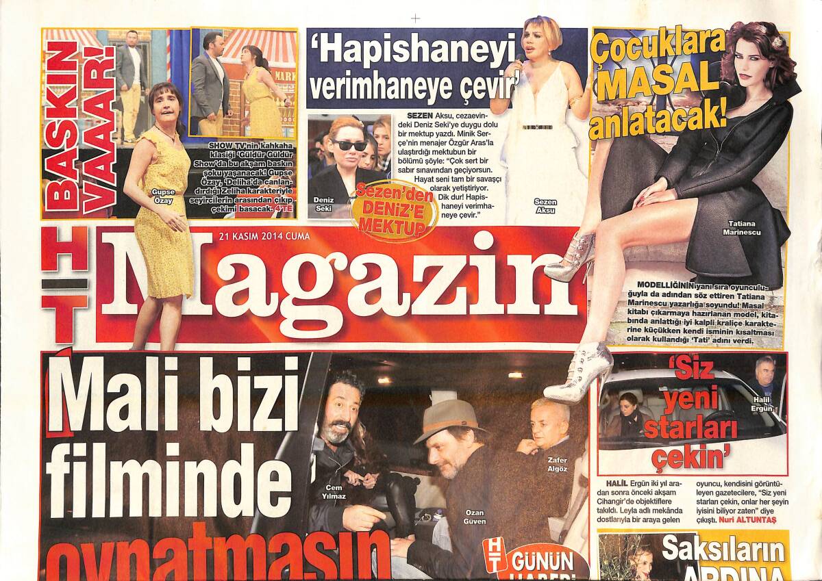 Habertürk Gazetesi Magazin Eki 21 Kasım 2014 - Sezen Aksu'dan Deniz Seki'ye Mektup - Serenay Sarıkaya Saksıların Arkasına Saklandı GZ138397 - 1