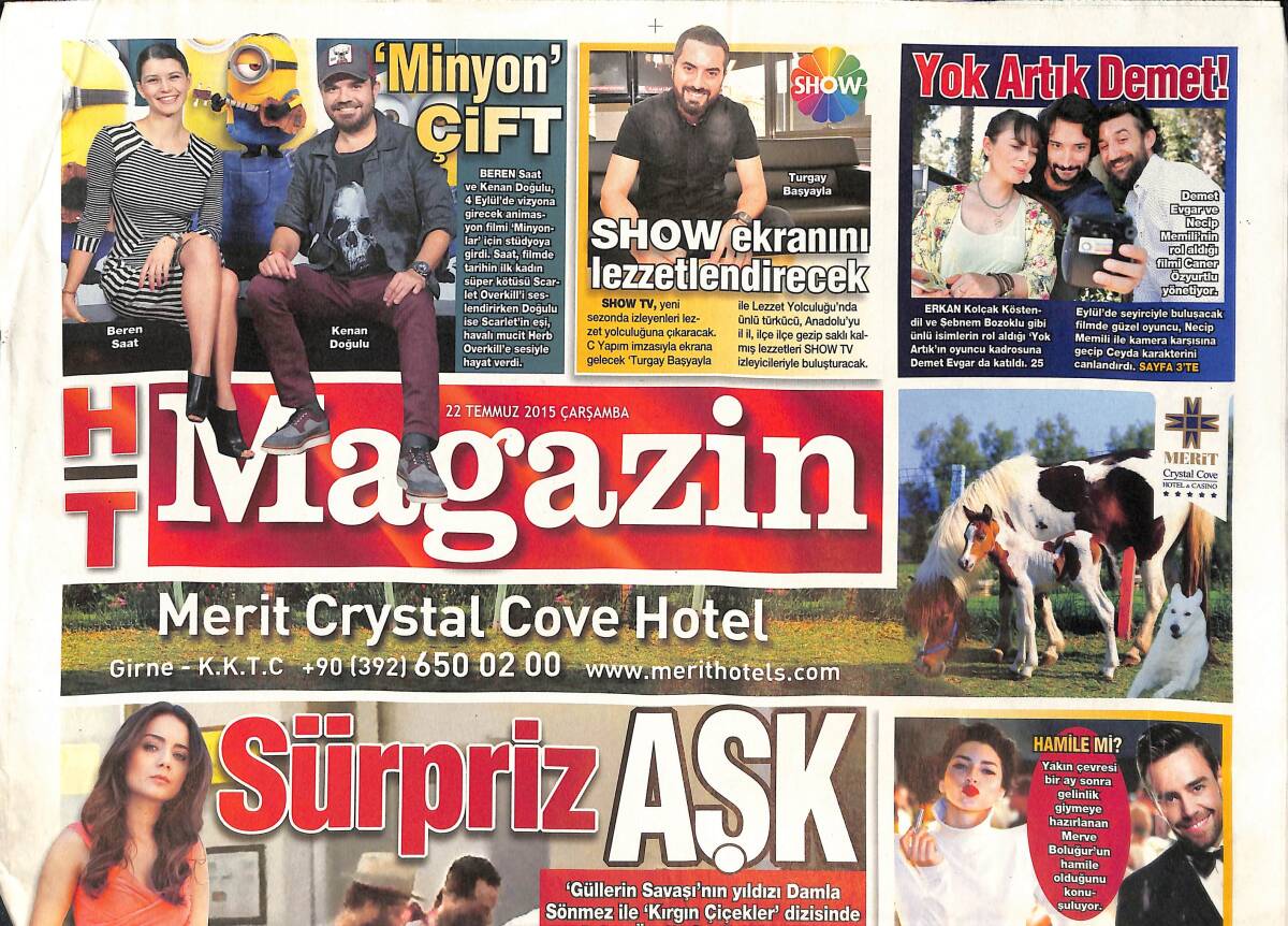 Habertürk Gazetesi Magazin Eki 22 Temmuz 2015 - Minyon Çift Beren Saat Ve Kenan Doğulu - Sürpriz Aşk Damla Sönmez Özgür Çevik GZ135869 - 1