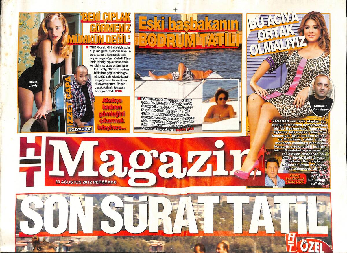 Habertürk Gazetesi Magazin Eki 23 Ağustos 2012 - Eski Başbakan'ın Bodrum Tatili - Katy Perry Kendini Yemeğe Verdi GZ138384 - 1