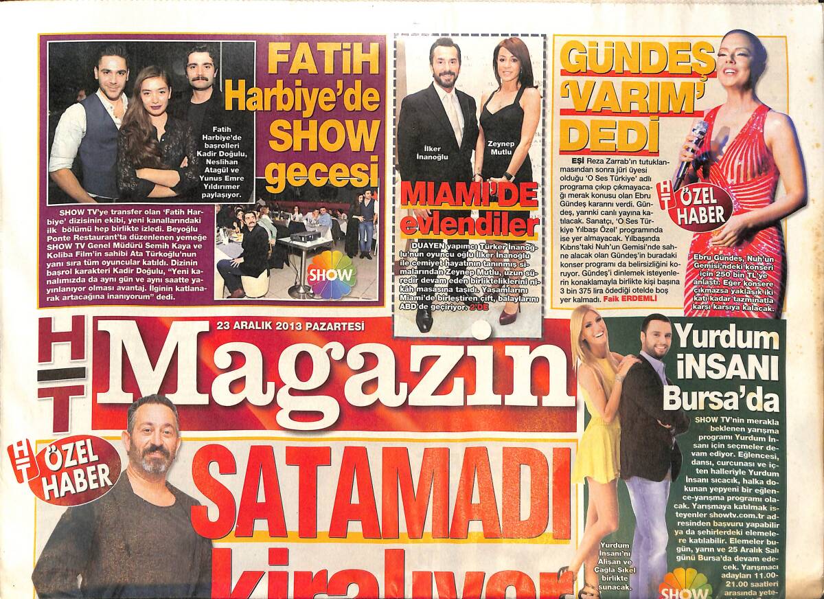 Habertürk Gazetesi Magazin Eki 23 Aralık 2013 - Ebru Gündeş 'Varım' Dedi - Fikret Orman Stres Attı - Mithat Can Özer Eski Aşkıyla Yeniden GZ135871 - 1
