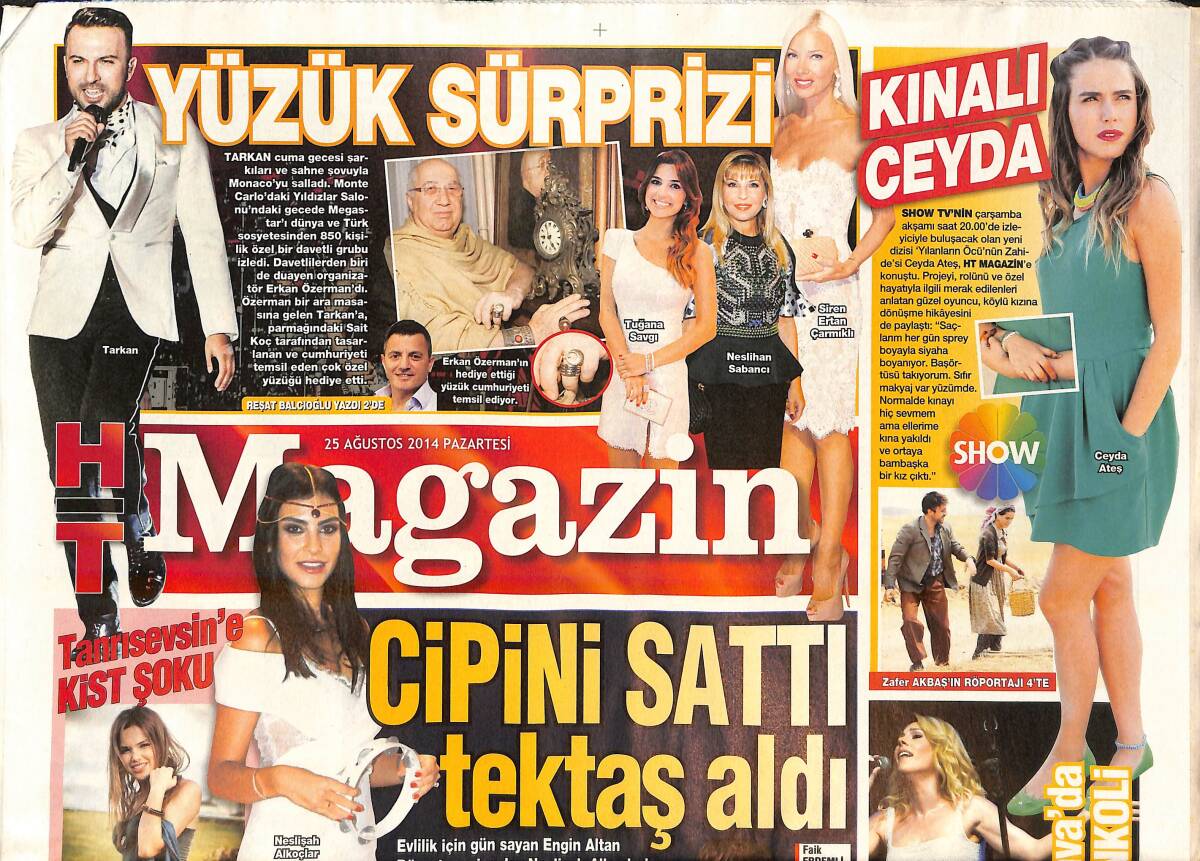 Habertürk Gazetesi Magazin Eki 25 Ağustos 2014 - Engin Altan Düzyatan Nişanlısı Neslişah Alkoçlar'a 100 Bin Dolar Değerinde Tektaş Aldı GZ138503 - 1