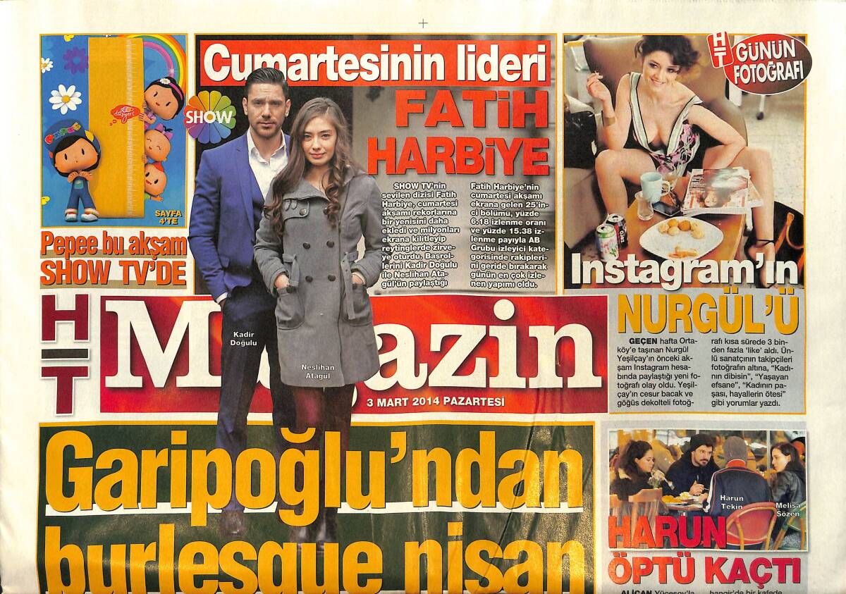 Habertürk Gazetesi Magazin Eki 3 Mart 2014 - Venedik Sarayında Maskeli Balo - Taşfırın Haluk'a Hırsız Şoku - Candice Swanepoel Plajı Isıttı GZ135904 - 1