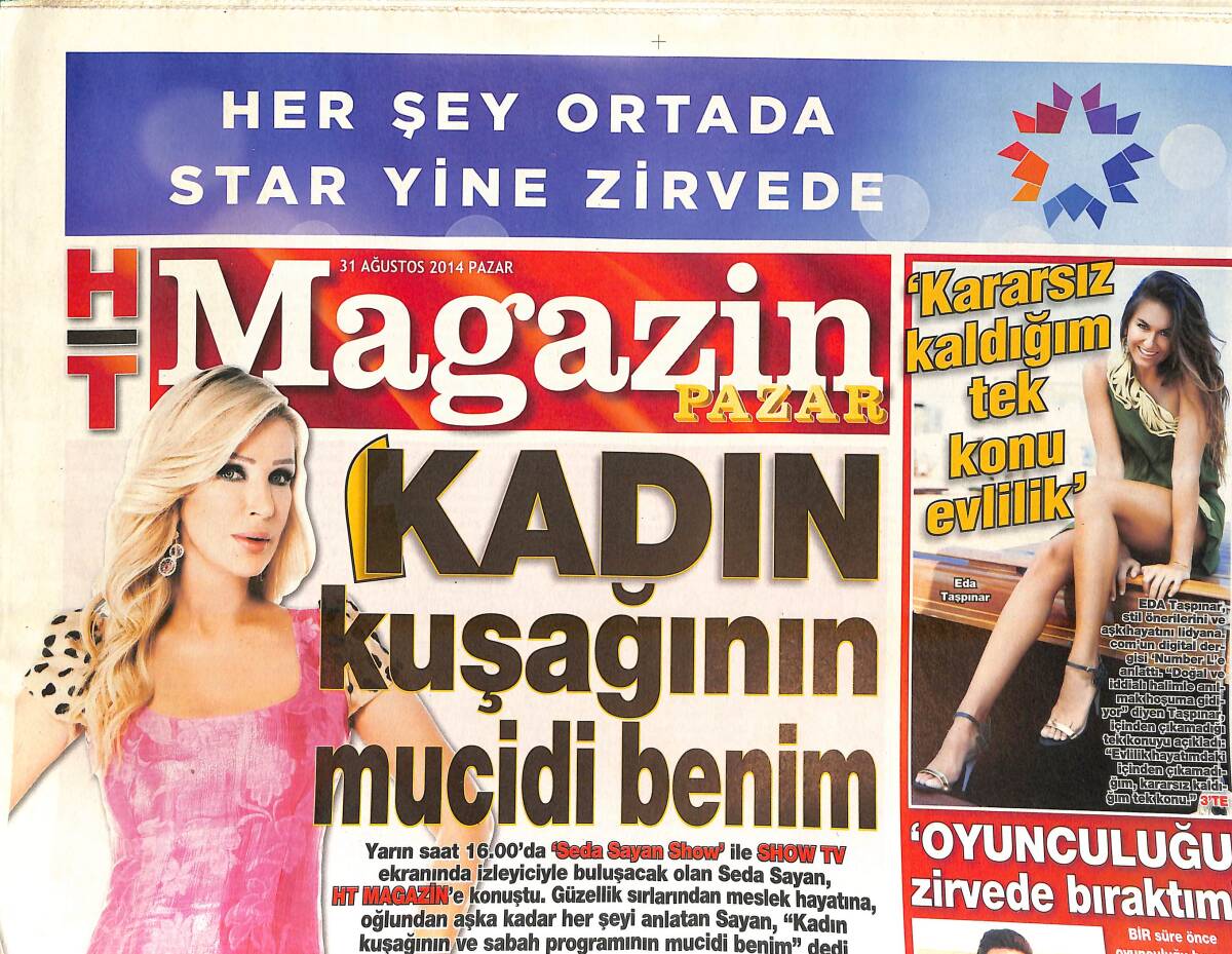 Habertürk Gazetesi Magazin Eki 31 Ağustos 2014 - Seda Sayan 