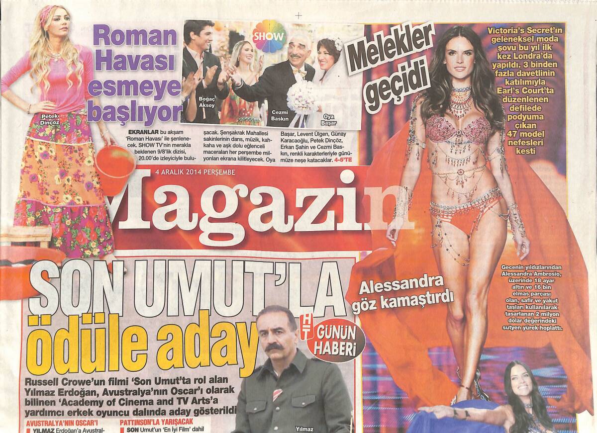 Habertürk Gazetesi Magazin Eki 4 Aralık 2012 - Victoria Secret Melekler Geçidi - Adriana Lima'dan Türkiye Yorumu GZ138382 - 1