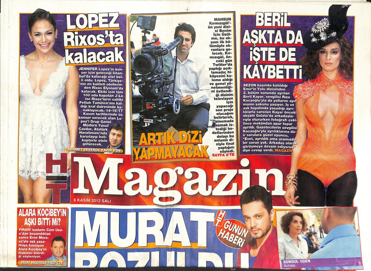 Habertürk Gazetesi Magazin Eki 6 Kasım 2012 - Murat Bozun Keyfi Kaçtı - Jennifer Lopez Rixos'ta Kalacak! GZ137299 - 1