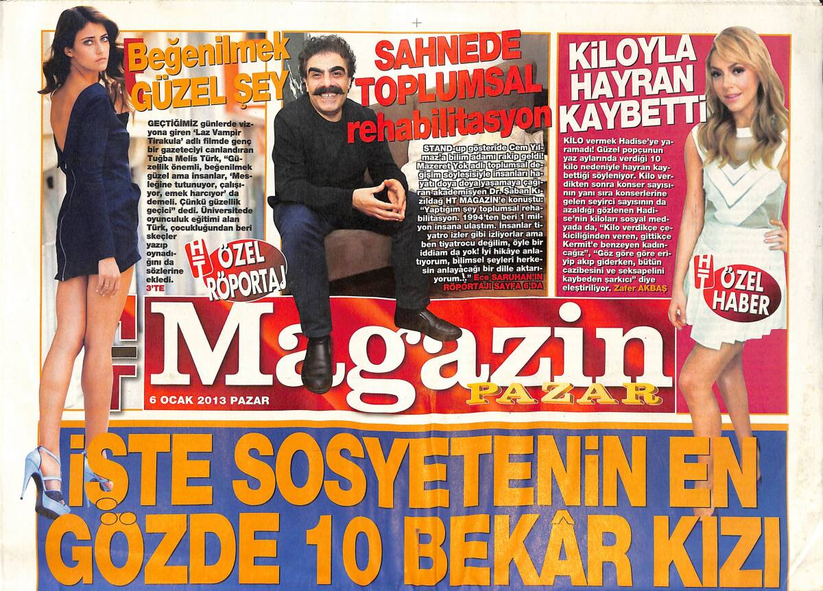 Habertürk Gazetesi Magazin Eki 6 Ocak 2013 - Hadise Kiloyla Hayran Kaybetti - Sedat Simavi Ödül Töreni GZ138516 - 1