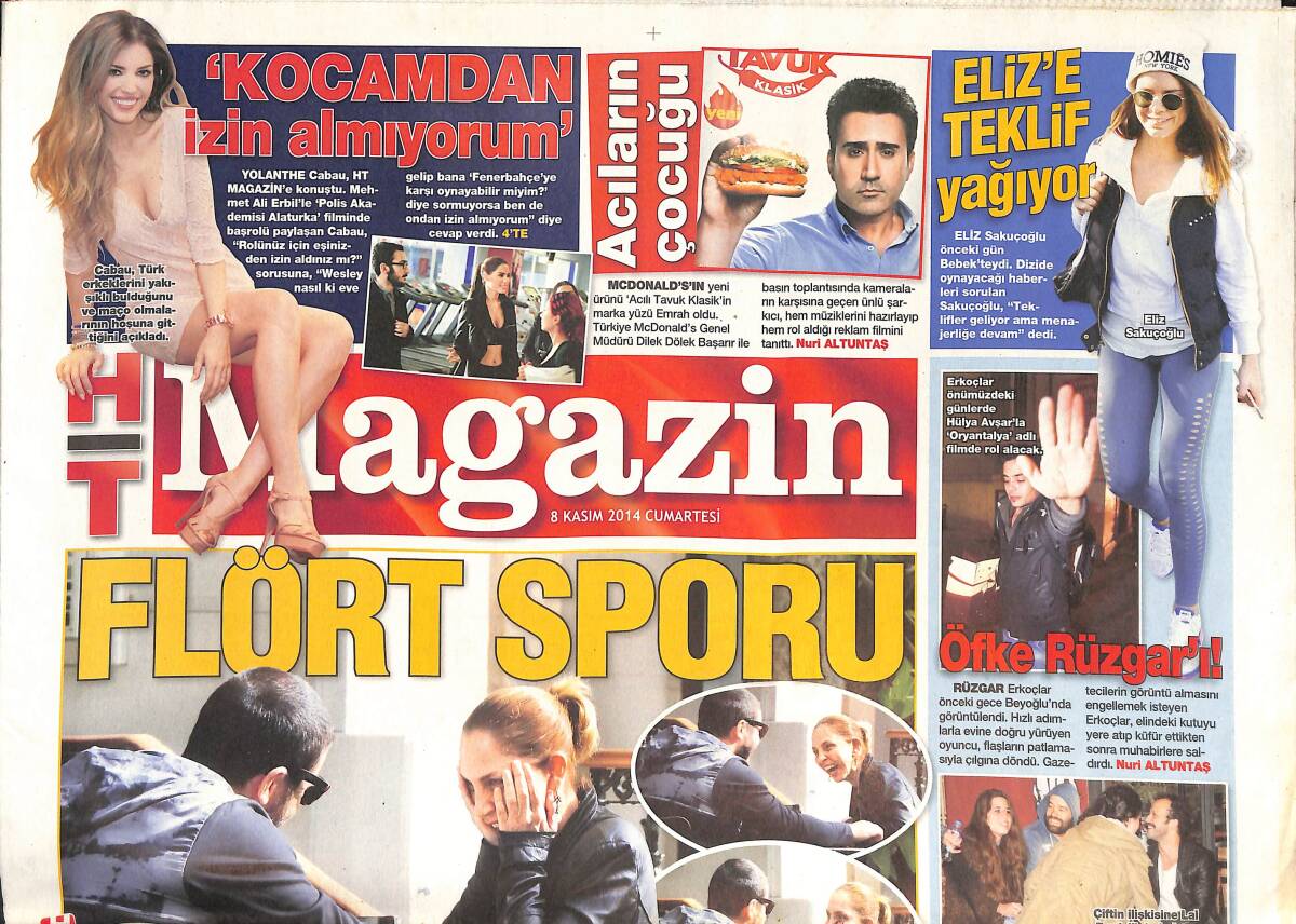 Habertürk Gazetesi Magazin Eki 8 Kasım 2014 - Seda Sayan Mediacat'e Kapak Oldu - Okan Bayülgen 'Maymunluk Yapanı Çekin' GZ135861 - 1