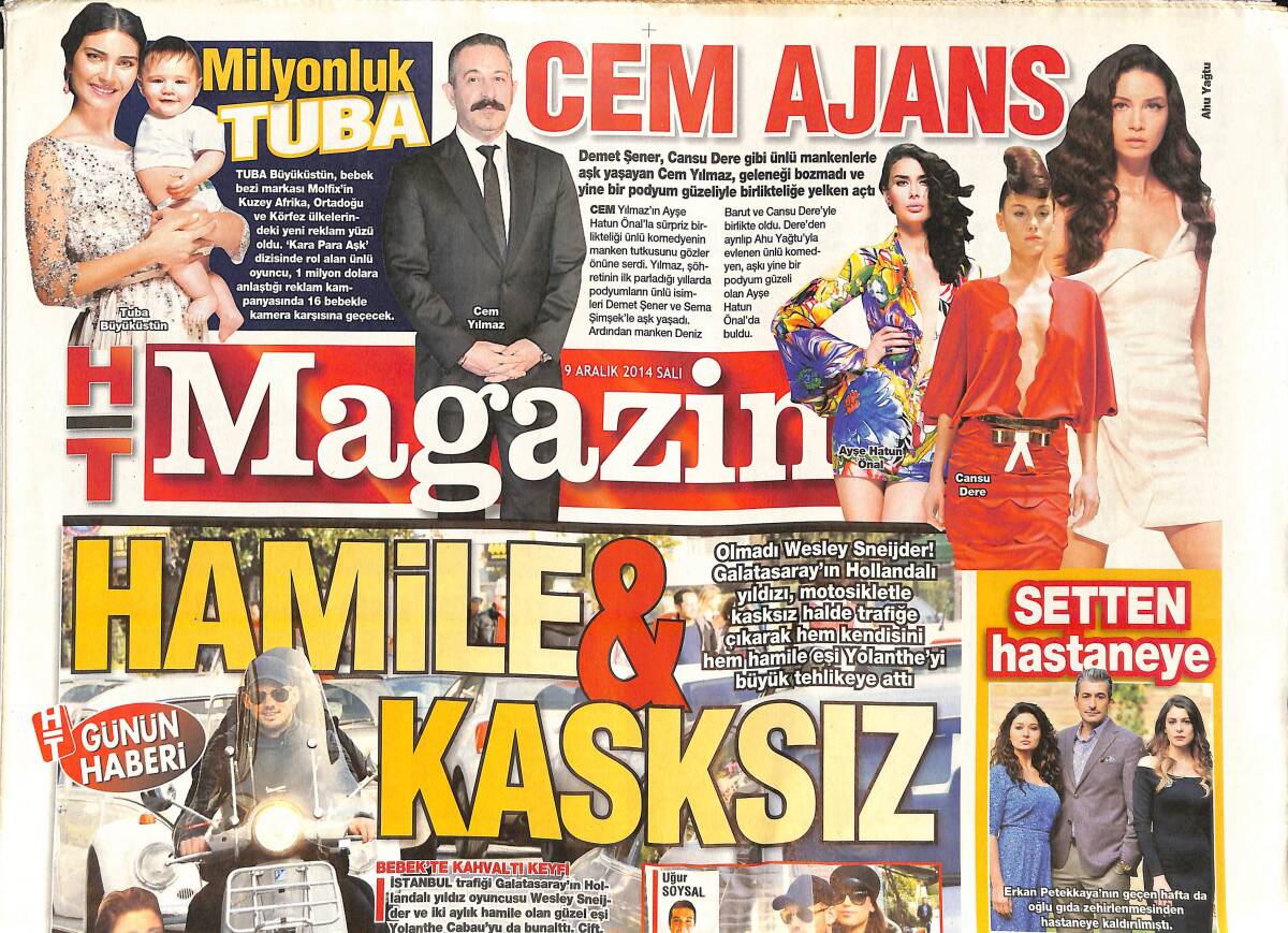 Habertürk Gazetesi Magazin Eki 9 Aralık 2014 - Cem Yılmaz Ajans - Olmadı Wesley Sneijder - Sinem Kobal'ın Kaliteli Yalnızlığı GZ138390 - 1
