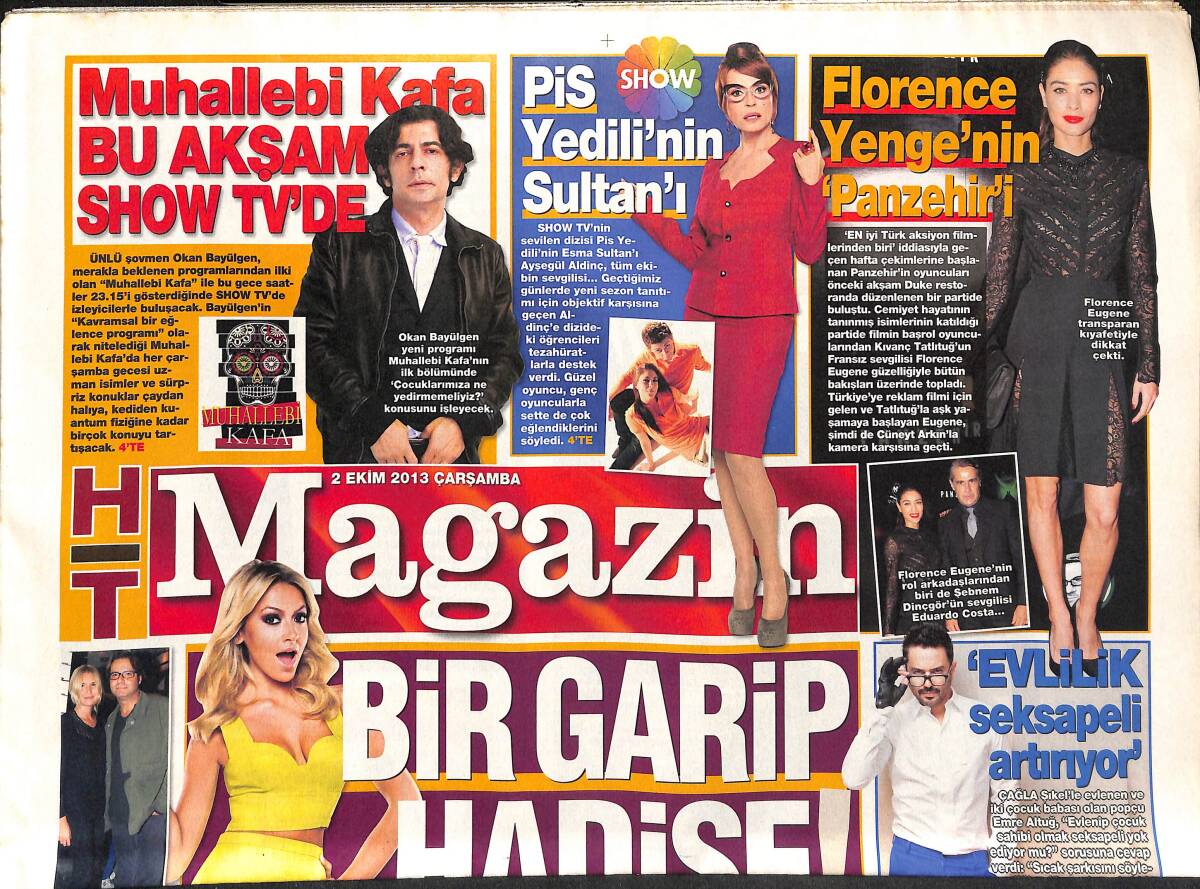 Habertürk Gazetesi Magazin Eki 2 Ekim 2013 - Hülya Avşar Çuvala Girdi - Bonkör Alişan GZ153863 - 1