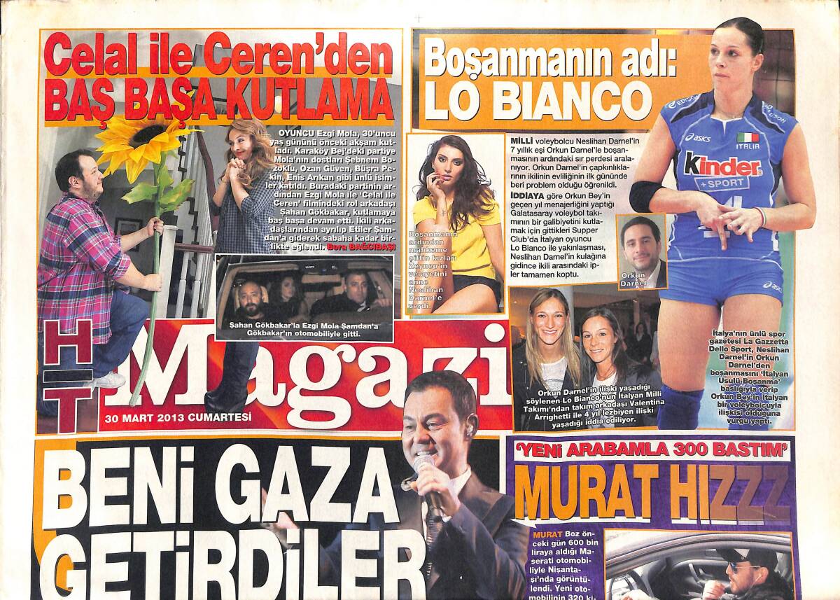 Habertürk Gazetesi Magazin Eki 30 Mart 2013 - Serdar Ortaç: Beni Gaza Getirdiler - Özge Ulusoy: Survivor′u Çok Özlüyorum GZ153858 - 1