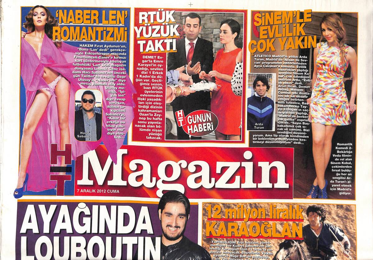 Habertürk Gazetesi Magazin Eki 7 Aralık 2012 - Sinem′e Evlilik Çok Yakın - Noel Anne Kelly Brook GZ153851 - 1