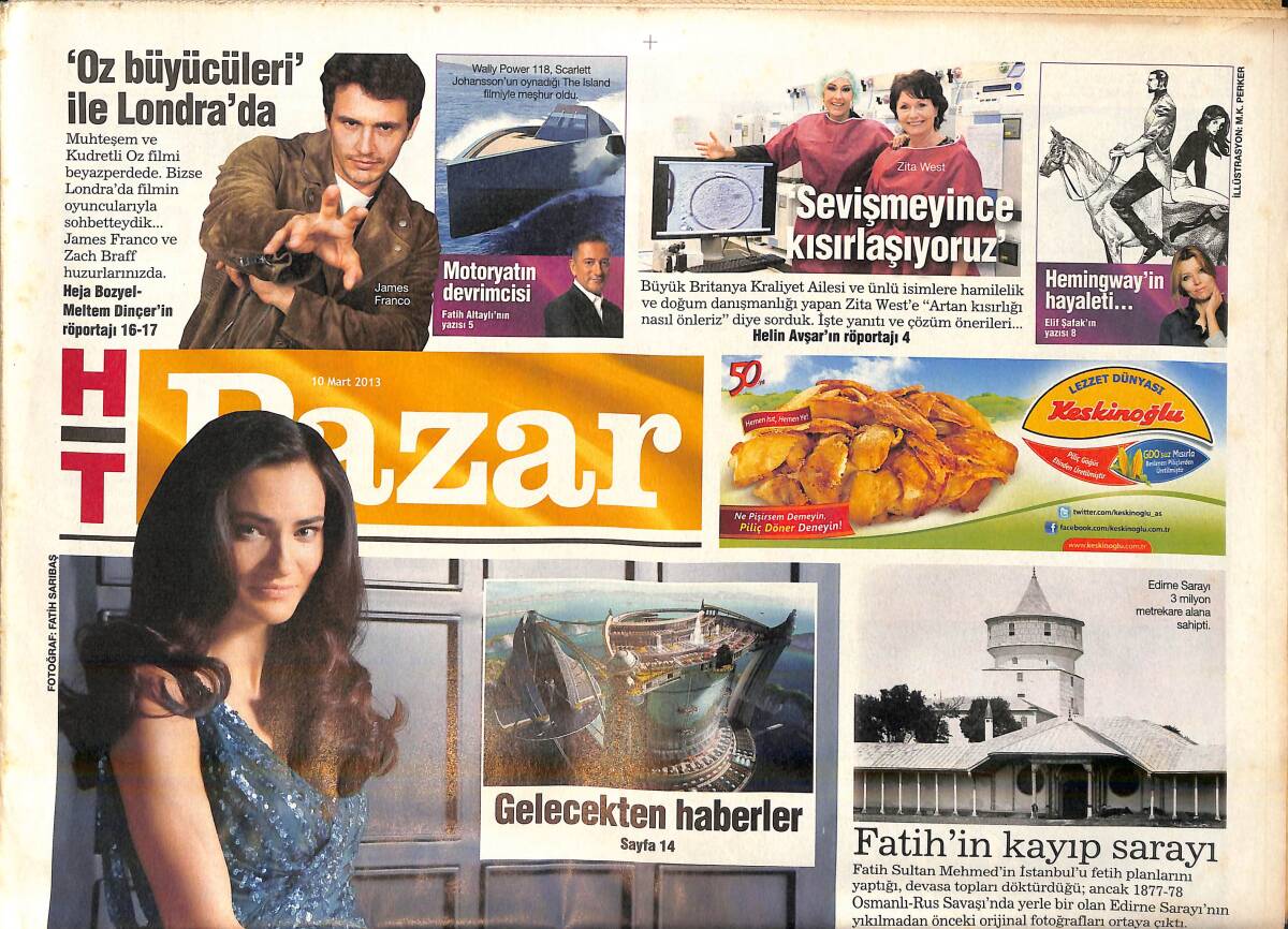 Habertürk Gazetesi Pazar Eki 10 Mart 2013 - Saadet Aksoy 'Oscar Konuşmam 3 Ayda Bir Değişir' GZ159843 - 1